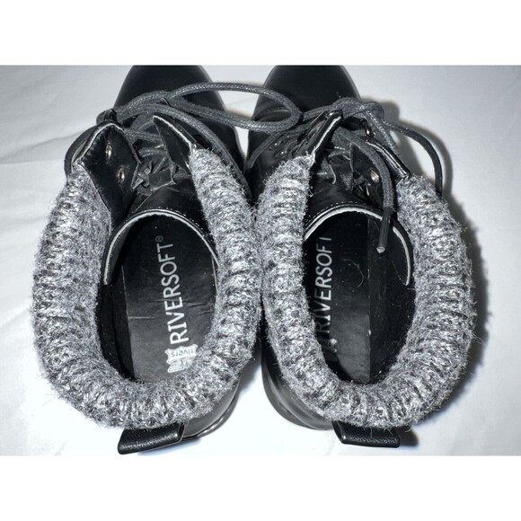 Women's Size 8.5 Riversoft Black Faux Leather Combat Boots - Picture 10 of 11